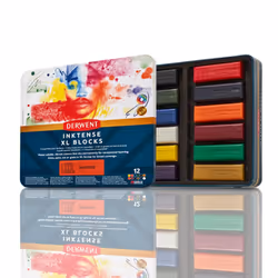 Derwent Inktense XL Blocks 12 Tin, Set of 12, 60mm Extra-Large Block, Water-soluble, Ideal for Sketching, Drawing and Express ...