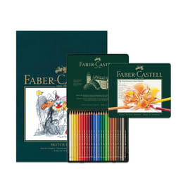 Faber-Castell A4 Sketch Pad & Tin Of 24 Polychromos Artists Colouring Pencils - Art Set For Adult Colouring Books, Craft Supplies, Drawing, Sketching,