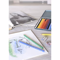 Faber-Castell A4 Sketch Pad & Tin Of 24 Polychromos Artists Colouring Pencils - Art Set For Adult Colouring Books, Craft Supplies, Drawing, Sketching,