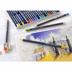 Faber-Castell Goldfaber, Colour Pencil Set, Tin Of 36 & Sketch Pad, A4, Gummed Paper Pad 100 GSM, 50 Sheets