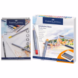 Faber-Castell Goldfaber Aqua, Watercolour Pencils, Set Of 38 & Watercolour Pad, A4, Spiral Bound Paper, 190 GSM, 15 Sheets