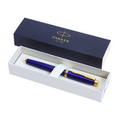 Parker IM Premium Limited Edition Rollerball Pen | Lustrous Blue Lacquer with Gold Trim | Black Ink | Gift Boxed