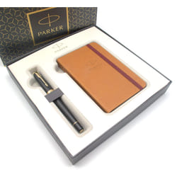 Parker Urban Premium Fountain Pen | Muted Matte Black with Gold Trim | Fine Nib | Luxury Gift Box With Notebook