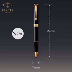 Parker Sonnet Rollerball Pen | Black Lacquer with Gold Trim | Fine Point Black Ink | Gift Box