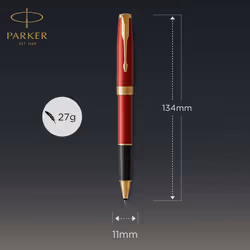 Parker Sonnet Rollerball Pen | Red Lacquer with Gold Trim | Fine Point Black Ink | Gift Box