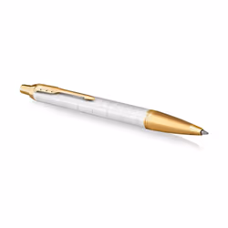 Parker IM Ballpoint Pen | Premium Pearl Lacquer with Gold Trim | Medium Point with Blue Ink Refill | Gift Box
