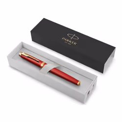 Parker IM Rollerball Pen | Premium Red Lacquer with Gold Trim | Fine Point with Black Ink Refill | Gift Box, 1 Count (Pack of 1)