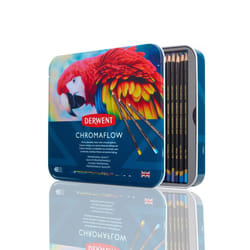 Derwent Chromaflow Pencils, Set of 48 in Tin, 3.5mm Round Core, Premium Core Strength, Blendable with Smooth Texture, Ideal for Drawing, Colouring &