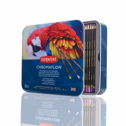 Derwent Chromaflow Pencils, Set of 72 in Tin, 3.5mm Round, Premium Core Strength, Blendable with Smooth Texture, Ideal for Dr ...