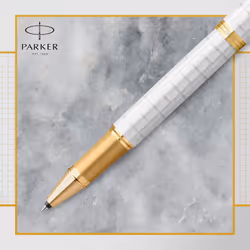 Parker IM Rollerball Pen | Premium Pearl Lacquer with Gold Trim | Fine Point with Black Ink Refill | Gift Box