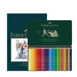 Faber-Castell A4 Sketch Pad & Tin Of 36 Polychromos Artists Colouring Pencils - Art Set For Adult Colouring Books, Craft Supplies, Drawing, Sketching,