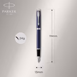 Parker IM Fountain Pen | Matte Blue | Fine Nib with Blue Ink Refill | Gift Box