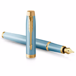Parker IM Writing Rituals Fountain Pen, Turquoise Green Finish with Gradient, Gold Trims, Fine Nib, Blue Ink, Gift Box