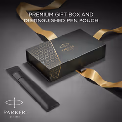 Parker IM Duo Pen Gift Set | Fountain Pen, Ballpoint Pen & Pen Pouch | Stainless Steel Finish with Chrome Trims | Medium Tip | Blue Ink Refills |