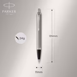 Parker IM Duo Pen Gift Set | Fountain Pen, Ballpoint Pen & Pen Pouch | Stainless Steel Finish with Chrome Trims | Medium Tip | Blue Ink Refills |