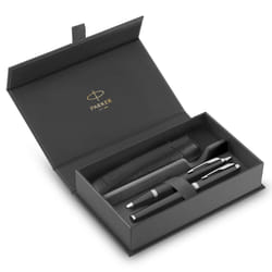 Parker IM Duo Pen Gift Set | Fountain Pen, Ballpoint Pen & Pen Pouch | Black Lacquer Finish with Chrome Trims | Medium Tip | Blue Ink Refills |