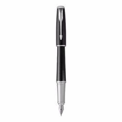 Parker Urban Fountain Pen | Premium Ebony Metal Chiselled | Fine Nib with Blue Ink | Gift Box