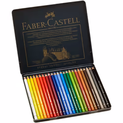 Faber-Castell Tin Of 24 Polychromos Blendable, Lightfast Drawing And Colouring Pencils For Artists, Beginners, Professionals, ...