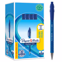 Paper Mate Flexgrip Ultra Retractable Ballpoint Pens | Medium Point (1.0mm) | Blue Ink | 36 Count