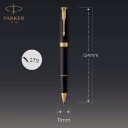 Parker Sonnet Rollerball Pen | Matte Black Lacquer with Gold Trim | Fine Point Black Ink | Gift Box