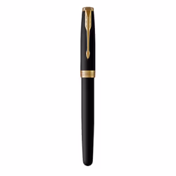 Parker Sonnet Rollerball Pen | Matte Black Lacquer with Gold Trim | Fine Point Black Ink | Gift Box