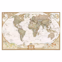 National Geographic World Executive Wall Map - Antique Style - 46 x 30.5 inches - Art Quality Print