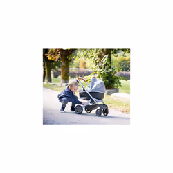 Smoby B?b? Confort 253105, 3-in-1 Pushchair and Pram, for Dolls and Baby Dolls, Silent and Multi-Directional Wheels - Storage Basket, Grey, Large