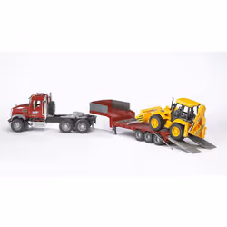 MACK Granite Truck Low Loader with JCB 4CX Backhoe Loader