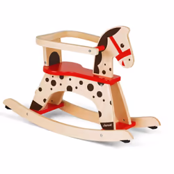 Janod - Caramel Wooden Rocking Horse - Toddler Toy - Learning Balance - For children from the Age of 1, J05984, Brown and Red