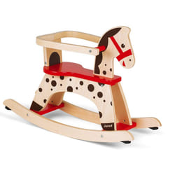 Janod - Caramel Wooden Rocking Horse - Toddler Toy - Learning Balance - For children from the Age of 1, J05984, Brown and Red