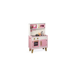 Janod - Candy Chic Big Wooden Cooker for Children - Equipped with Fridge and Microwave, Sound and Light - Pretend Play - 6 Accessories Included - For