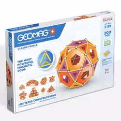 Geomag - Classic Panels 200 Pieces - Magnetic Construction for Children - Green Collection - 100 Percent Recycled Plastic Edu ...