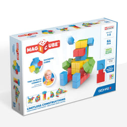 Geomag - Magicube 1+ Full Colour - Magnetic Cubes for Kids - 4 Colours - 64 Blocks ? 100 Percent Recycled Plastic