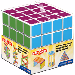 Geomag Magicube 129 - Magnetic cubes, Multicoloured, 64 Piece Set