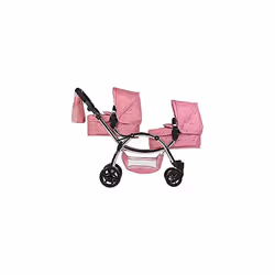 Roma Darcie Twin Dolls Pram in Pink, Suitable From 3 to 16 Years, Adjustable Handle Height, 16 Combinations, Double Dolly Toy ...