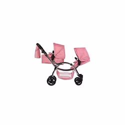 Roma Darcie Twin Dolls Pram in Pink, Suitable From 3 to 16 Years, Adjustable Handle Height, 16 Combinations, Double Dolly Toy Stroller For Christmas,
