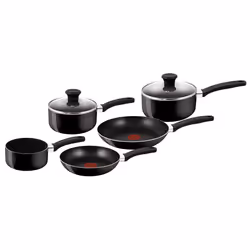 Tefal Delight 5 Piece Non Stick, Aluminium, (14 cm Milk, 16/18 cm Saucepans with Lids, 20/24 cm Frying pan), Black, All hobs ...
