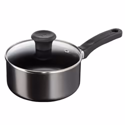 Tefal Delight 5 Piece Non Stick, Aluminium, (14 cm Milk, 16/18 cm Saucepans with Lids, 20/24 cm Frying pan), Black, All hobs Compatible excluding