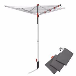 Vileda Sun-Lift 40m 4 Arm Compact Rotary Washing Line with Rotary Line Cover and Ground Socket