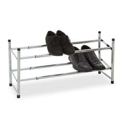 Premier Housewares Extendable Shoe Rack | Two Tier Shoe Stand | Angled Shelves of Shoe Racks Storage | Spacious Under Stairs Shoe Storage Stackable
