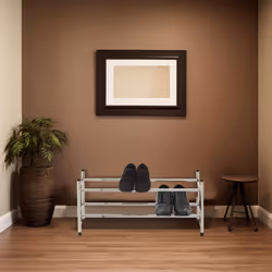 Premier Housewares Extendable Shoe Rack | Two Tier Shoe Stand | Angled Shelves of Shoe Racks Storage | Spacious Under Stairs Shoe Storage Stackable