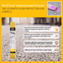 Everbuild Roll & Stroll Premium Carpet Protector ? Self-Adhesive ? Easy To Roll ? Totally Waterproof ? Yellow ? 600mm x 25m