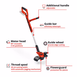 Einhell Power X-Change 18/30 Cordless Strimmer - 18V, 30cm Cutting Width, Battery Garden Strimmer Cordless Grass Cutter And Lawn Edger - GE-CT 18/30