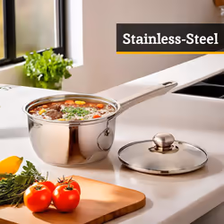 Premier Housewares Stainless Steel Saucepan Set, 3 Piece Set with Glass Lids,Silver,H14 x W40 x D26cm