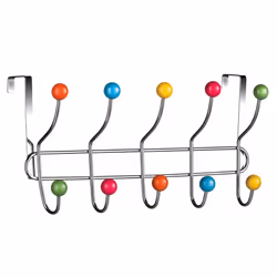 Premier Housewares Over Door Hooks Multi Color Plastic Over The Door Hanger / Hangers For Bedroom 10 Chrome Finish Hook Back ...