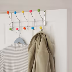 Premier Housewares Over Door Hooks Multi Color Plastic Over The Door Hanger / Hangers For Bedroom 10 Chrome Finish Hook Back Of The Door Coat Hanger