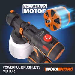 WORX WX020.9 18V (20V MAX) Cordless HVLP Paint Sprayer - (Tool Only - Battery & Charger Sold Separately) Black