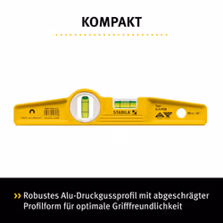Stabila Type81SREM 25cm/10-inch Rare Earth Magnetic Spirit Level with Holster, Yellow/Black