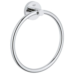GROHE Start QuickFix Towel Ring (Metal, Concealed Fastening, Including Screws and Dowels, Extra Easy to Fit with GROHE QuickGlue), Size 200 mm,