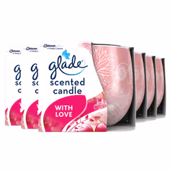 Glade Jar Candle, Scented Candle Infused with Essential Oils, Up to 29 Hour Burn Time, I Love You, Pack of 6 (6 x 120g)